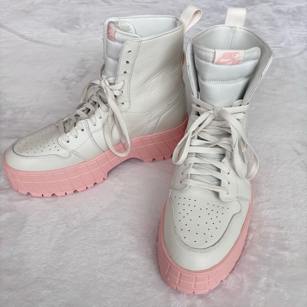 NIKE AIR JORDAN 1 Brooklyn White & Pink Sneaker Boot--NEW--12